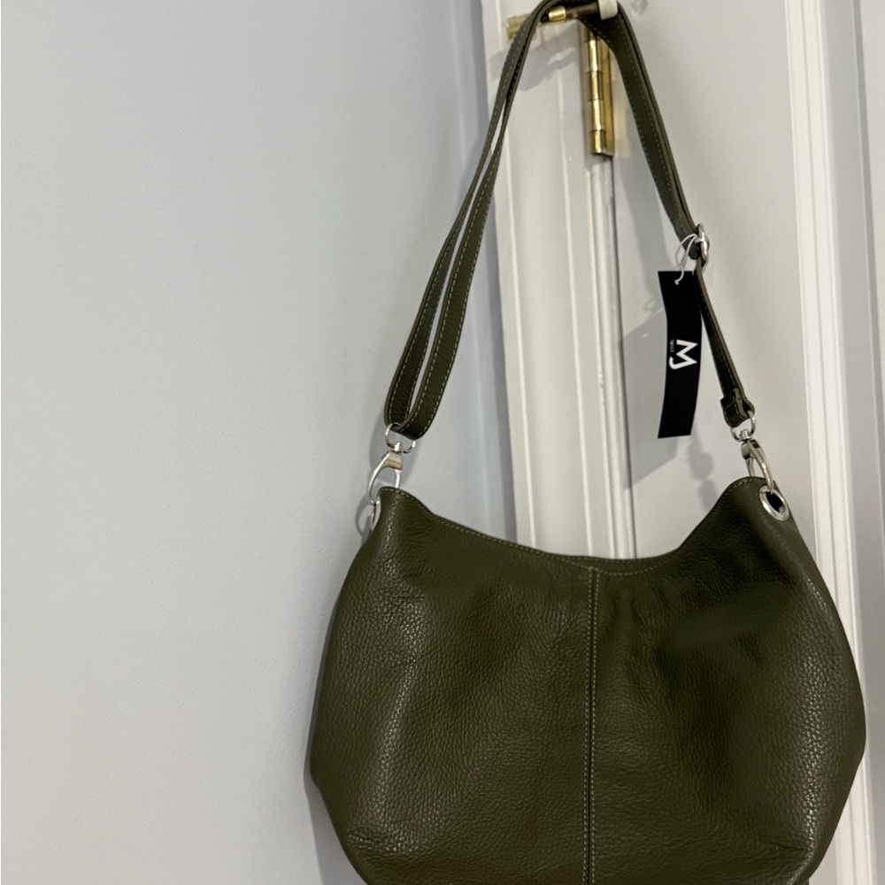 Chic Olive Italian Leather Shoulder Bag - Marco James